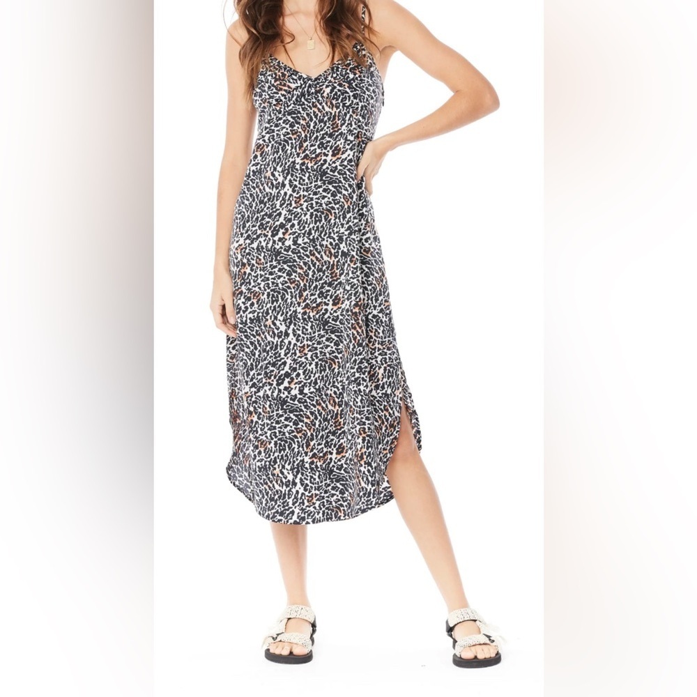 NWT Saltwater LUXE Black, White, Brown Leopard Print Midi Dress